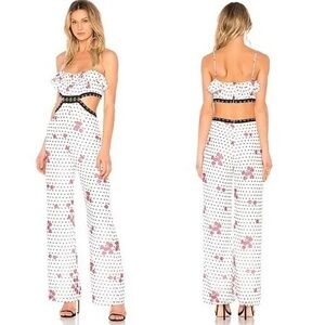 NWT NBD x REVOLVE Maraschino Cherry Print Romper Jumpsuit Size Large Hook Cutout